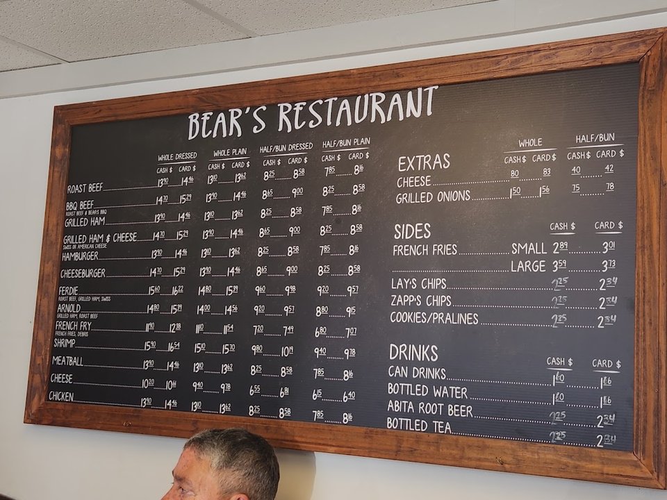 Po' boys served in a busy storefront.